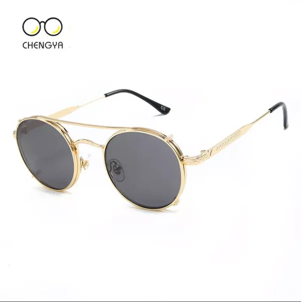 New style plain coat and metal sunglasses-Black