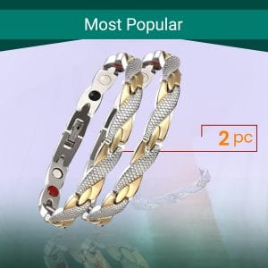 Gold Plating Negative Ion Balance Bio Magnetic Bracelet(2pc)