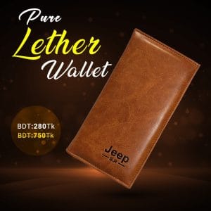 Jeep Black Long Leather Wallet for Men